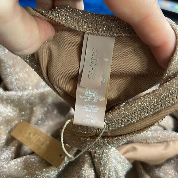 SKIMS Glitter Swim Metallic Dress in Sienna 4X - Picture 4 of 5